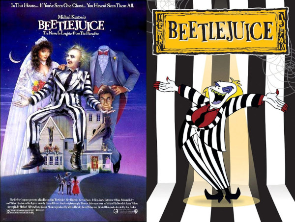 Cartel de la película Beetlejuice y tambien el de la serie animada